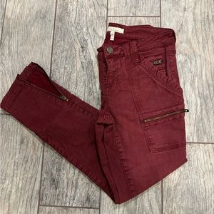 Joie skinny burgundy cargo pants